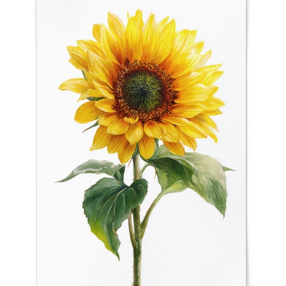 Watercolor Sunflower Wall Art Print, Unframed - Radiant Floral Bliss - Picture 2 of 7